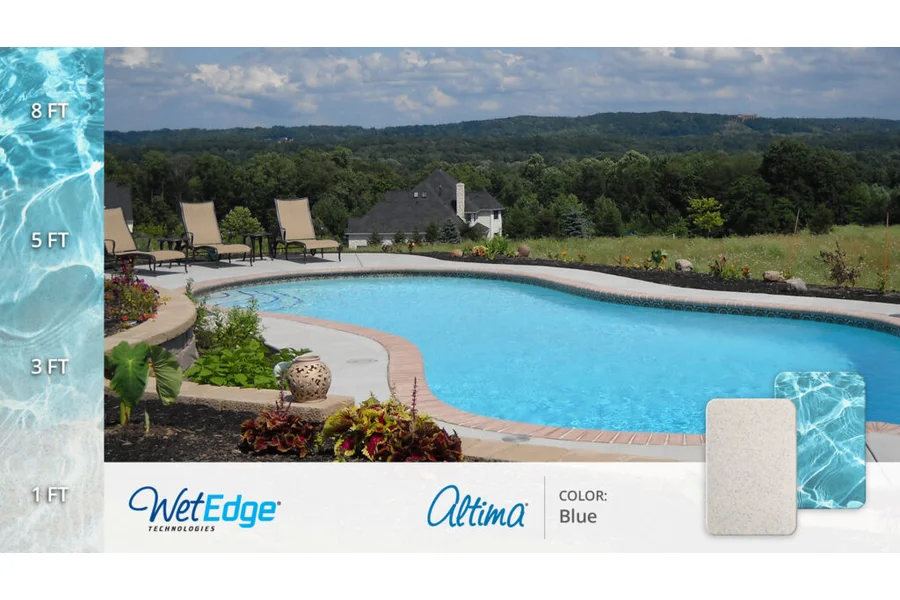 Wet Edge Altima Blue manufacturer reference with finish texture and water color at different depths