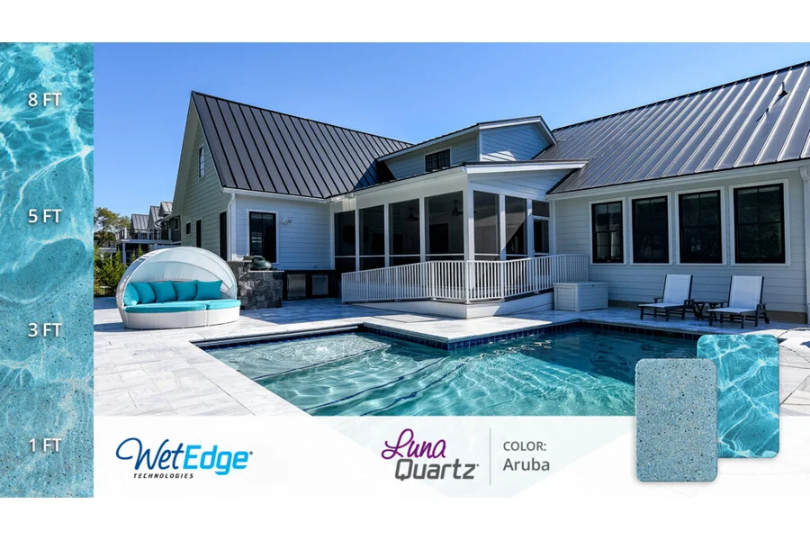 Wet Edge Aruba manufacturer reference with finish texture and water color at different depths